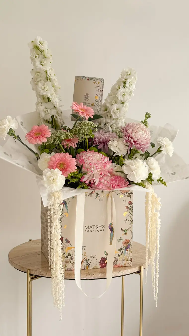 The Signature Bloom, a large bouquet of roses and garden flowers
